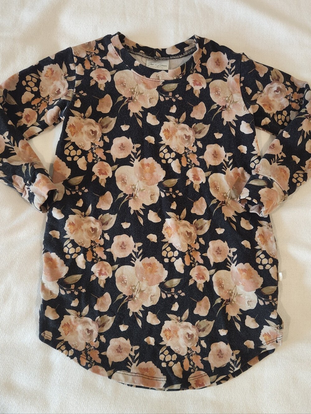 Jax & Lennon Tunic Shirt Dress 2T 3T Black Floral Bamboo Organic Cotton